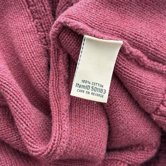 LL Bean Cable Knit Cardigan Sweater Women M Pink Open Grandma Fisherman Cottage - Picture 7 of 8